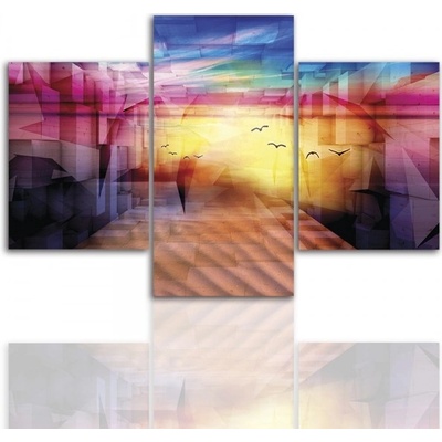 Divio Třídílný obraz na plátně barevná abstrakce, vzor 12233 Velikost: 120x180 cm
