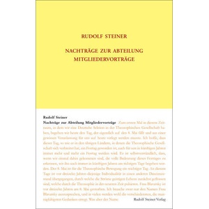 Nachträge zur Abteilung Mitgliedervorträge | Rudolf Steiner, Rudolf Steiner Nachlassverwaltung, Hans-Christian Zehnter, Angelika Schmitt (2025)