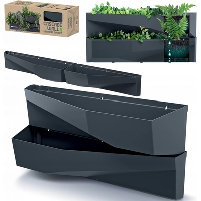 Prosperplast CASCADE GARDEN Wall Sada Kaskádové kvetináče, 78x19x35cm, antracit IO3W800