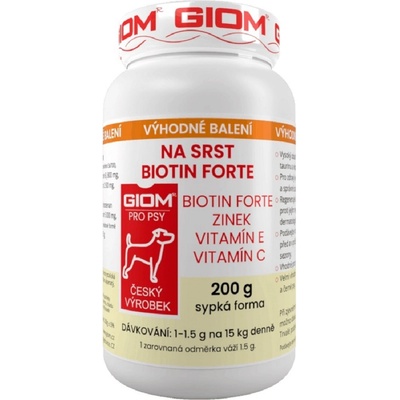 Giom Era Forte Na Srst Biotin Pro Psy A Kočky Giom ERA Na srst Biotin FORTE pro psy a kočky 200 g