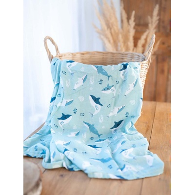 Bobánek Bambusová zavinovacia 120 x 110 cm Žraloci