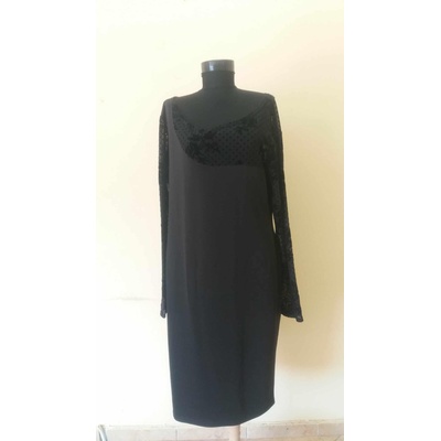 Rumena Дамска черна рокля с предница и ръкави от дантела Rumena