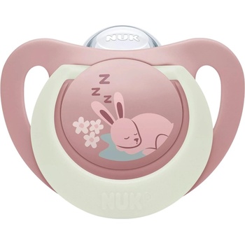 Nuk Силиконова залъгалка NUK First Choice - Night, 0-6 м, заек (10175392)
