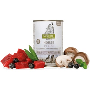 isegrim horse - Консерва за куче с конско месо, арония и гъби 800г