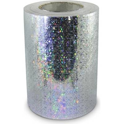 Univerzální hologramová samolepící fólie na metry MOTIV 9 střepy a kolečka - šíře 20cm stříbrná