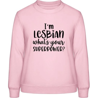 AWDis Sweat mikina Som lesbička aká je tvoja superschopnosť? bábätkovská ružová