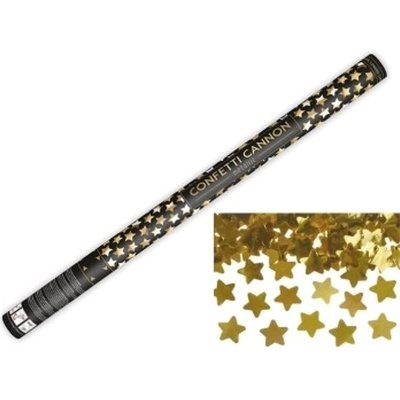 PartyDeco Vystřelovací konfety ve tvaru hvězdiček zlaté 80 cm