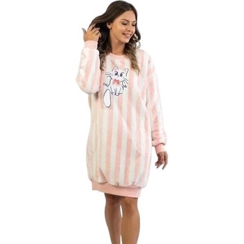 Дамски блузон на райе в розово и бяло с коте