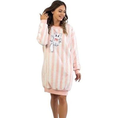 Дамски блузон на райе в розово и бяло с коте