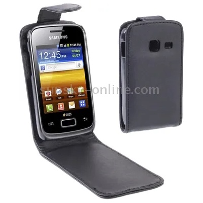 Samsung Galaxy Y Duos S6102 Flip Калъф Черен + Протектор