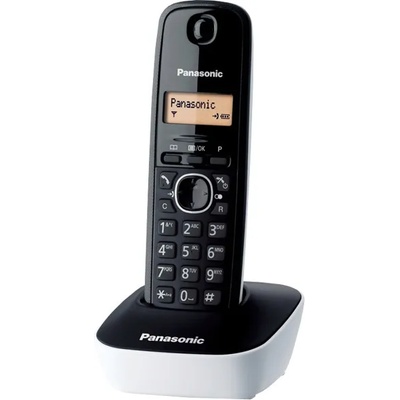 Panasonic Безжичен телефон Panasonic KX-TG1611, течнокристален черно-бял дисплей, бял