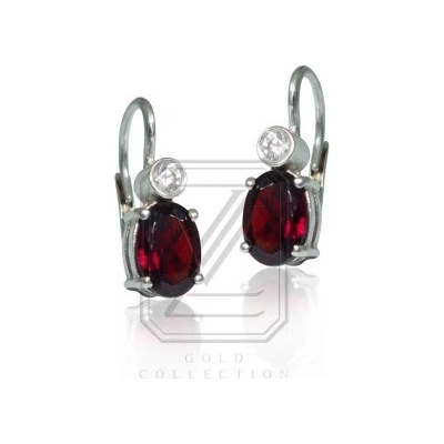 Čištín Zlaté náušnice, přírodní granát a zirkon ,bílé i žluté zlato - VE 146