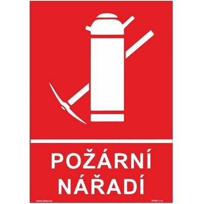 DUKO POŽÁRNÍ NÁŘADÍ Formát: 148 x 210 mm, Materiál: plast 3 mm, samolepící vinylová fólie