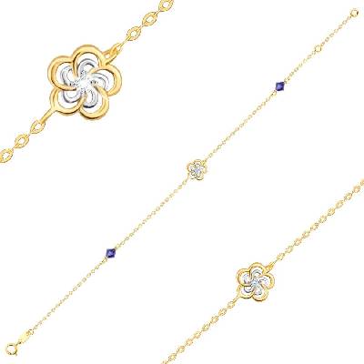 Šperky eshop náramek z kombinovaného zlata dvoubarevný květ fialové krystaly Swarovski S3GG253.42