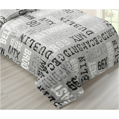 Jahu Deka z mikrovlákna 100% polyester 300 g/m2 nápisy šedá 150x200