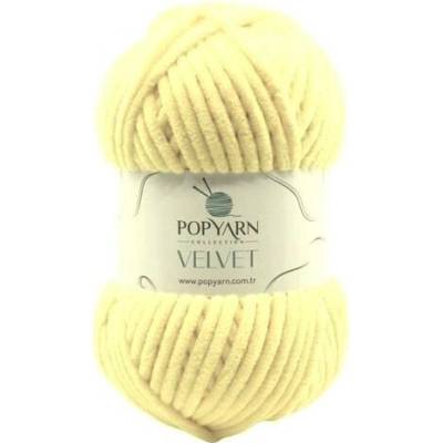 POPYARN Pletací příze Velvet B055 - žlutá nejsvětlejší
