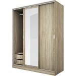 Bogdan Furniture I Гардероб с  лъзгащи врати и огледало Mod 1006, Сонома тъмна
