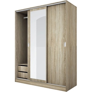 Bogdan Furniture I Гардероб с  лъзгащи врати и огледало Mod 1006, Сонома тъмна