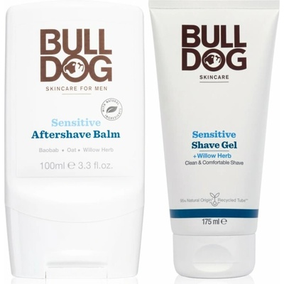 Bulldog Sensitive Aftershave Balm balzam po holení s aloe vera 100 ml + gél na holenie pre mužov 175 ml kozmetická sada