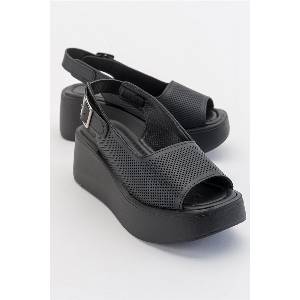 Moda Trend Дамски сандали с цяла подметка - Черни #381895 (381895_Черно)