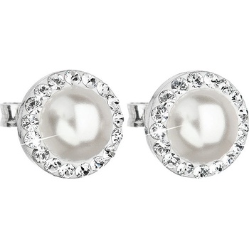 Pavona pecka s krystaly Swarovski a bílou perlou kulaté 31214.1