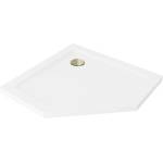 Mexen Flat петоъгълно тънко корито 100 x 100 см, бяло, златен сифон - 41P101010-G (41P101010-G)