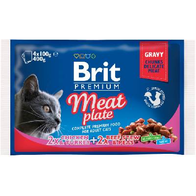 Brit Premium Cat Delicate Fillets in Gravy Turkey and Chicken Beef and Peas 4 x 100 g