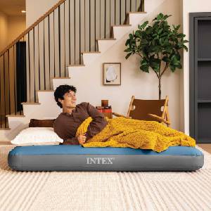Intex Въздушно легло с помпа 152 x 203 x 25 см Тъмносин и сив (42035639)