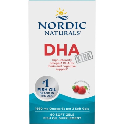 Nordic Naturals DHA Xtra jahodová príchuť 60 mäkkých gélov