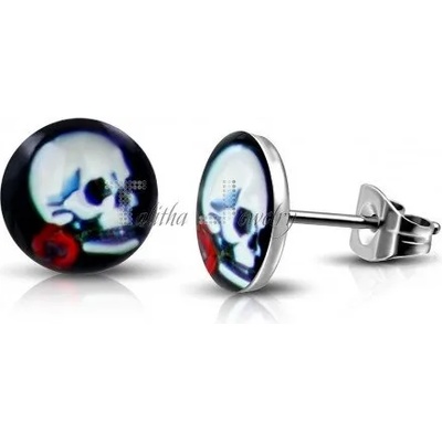 Talitha Обеци " Череп с роза"