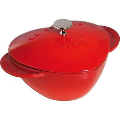 Staub Чугунена тенджера във формата на сърце Staub 1100006, 20 см, 1.75 л, Индукция и фурна до 500C, Емайлно покритие, Червен (1100006)