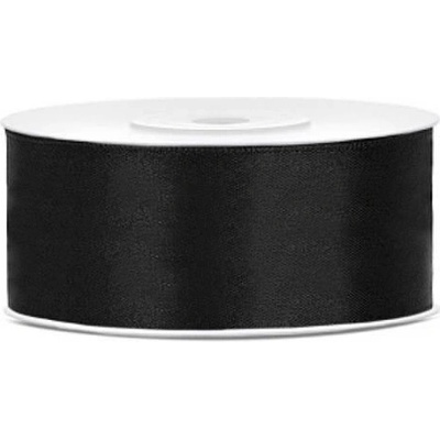 Saténová stuha černá 25 mm x 25 m