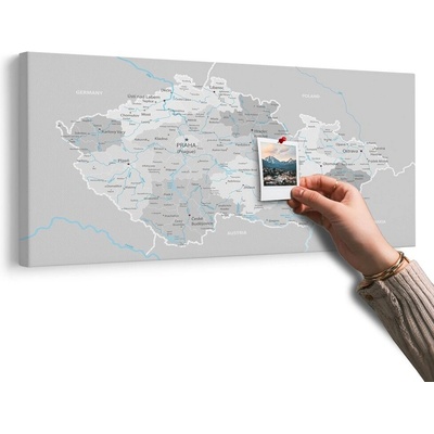 Obraz na korku šedá mapa Česka s kontrastem - 200x100 color mix
