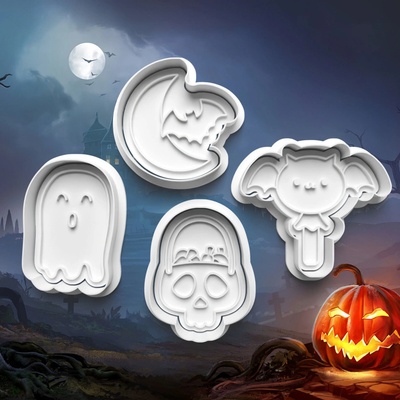 Halloween - Sada 4ks vykrajovačiek s pečiatkou