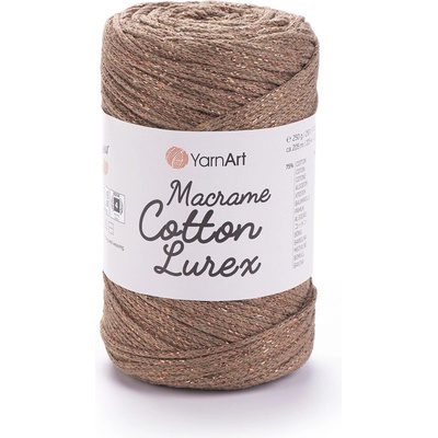 Yarn Art Macrame Cotton Lurex 742 hnědá s měděnou nitkou