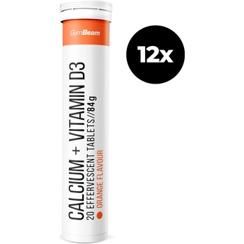 GymBeam Ефервесцентен калций + Витамин D3 12 x 20 tab портокал