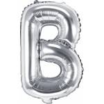 PartyDeco Балон от фолио Mini - Буква В 35см сребърен