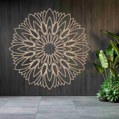 Drevená mandala na stenu - Flower (1477)