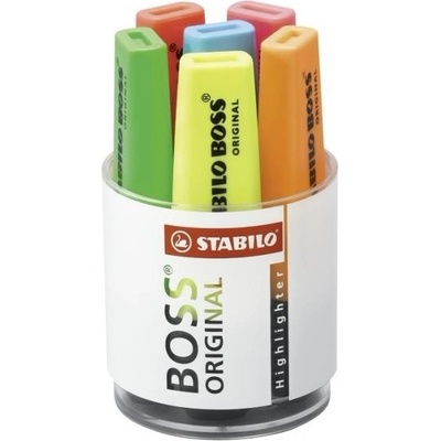 Zvýrazňovač STABILO BOSS ORIGINAL, sada 6 ks v pohári