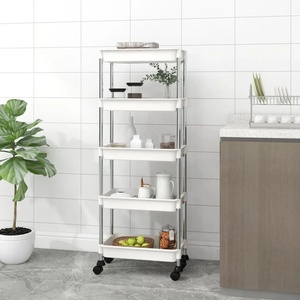 vidaXL Кухненска количка на 5 нива, бяла, 42x29x128 см, желязо и ABS (336332)