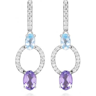 Silver Cat Stříbrné visací náušnice s kubickými zirkony Colored Stones SC636