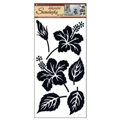 Room Decor Samolepka ibišek s listy černý 69x30cm – Zbozi.Blesk.cz