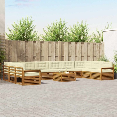 vidaXL Комплекти дивани 11 бр. Натурален и Крема (3374235)