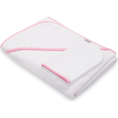 New Baby Dětská froté osuška s kapucí BASIC 100x100 bílo-růžová
