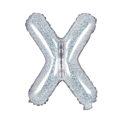 PartyDeco Fóliový balón Písmeno X 35cm holografický