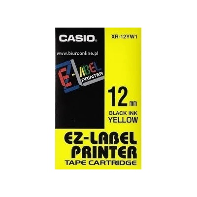 Páska do tiskárny štítků Casio XR-12YW1 12mm černý tisk/žlutý podklad