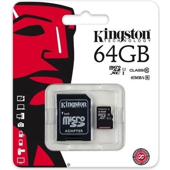 Kingston microSDXC 64GB UHS-I U1 + adapter SDC10G2/64GB