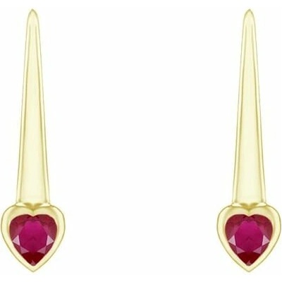 Eppi Visací náušnice s rubínovými srdíčky Levy E43944