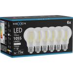 Mexen Vintis 6x LED нишка крушка E27, A60, 8W, неутрална - 4000K, 1055 lm, прозрачна (L150-E27-0840-00x06)