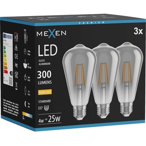 Mexen Vintis 3x LED филамент крушка E27, ST64, 4W, Топла - 2700K, 300 lm, опушен - L152-E27-0427-70x03 (L152-E27-0427-70x03)